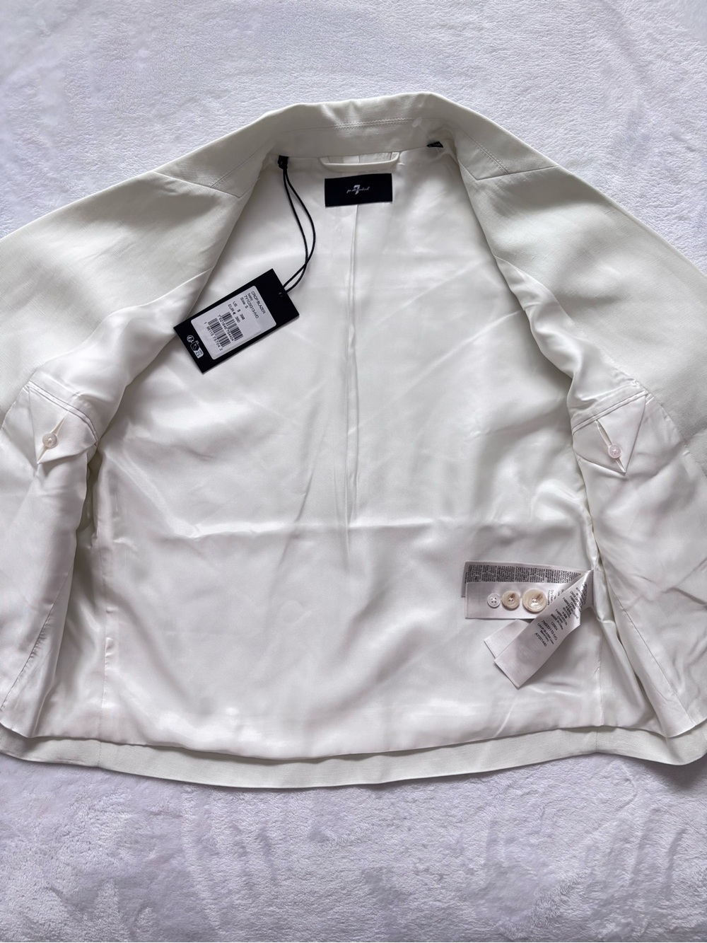 7 FOR ALL MANKIND Long Sleeve Oversized Linen Blend Cropped Ivory Blazer--NWT--S - Picture 10 of 15